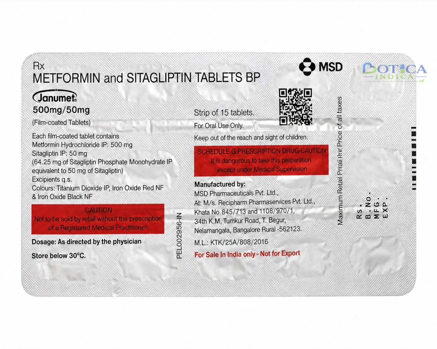 JANUMET 50/500mg TABLETS